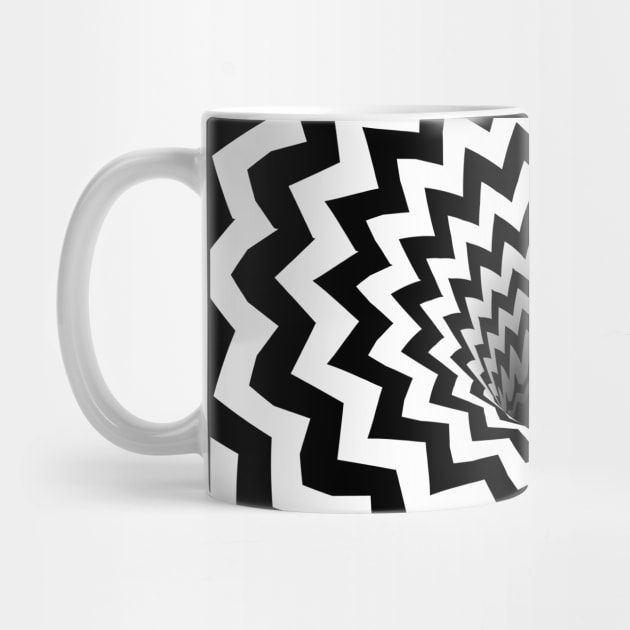 Optical Illusion Black Hole Zig Zag Chevron (Black/White) by BJORLIE